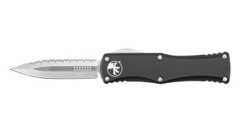 Microtech Knives Hera Double-Edge OTF Knife - Stonewash/Black (Partial Serrated)