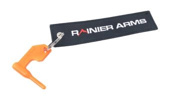 Rainier Arms Embroidered Flight Tag Keychain w/ Chamber Flag - Black Border