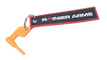 Rainier Arms Printed Flight Tag Keychain w/ Chamber Flag - Red Border