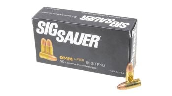 Sig Sauer 9mm 115gr Elite Ball FMJ Ammunition - 50 Rd Box