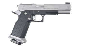 Vudoo Gun Works Priest 1911 RMR/SRO Optic Ready 9mm Bull Barrel Pistol - Black Frame Stainless Slide